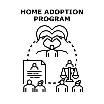 Home adoption program concept creating new families Stock Illustration