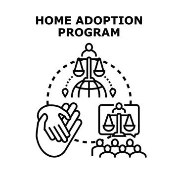 Home adoption program concept symbolizing family adoption process Stock Illustration