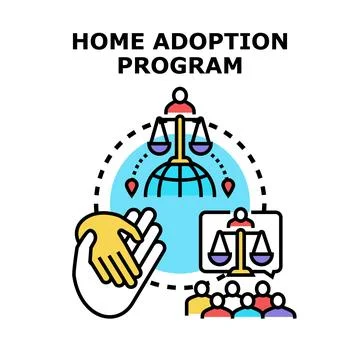 Home adoption program concept symbolizing family adoption process Illustrazione stock