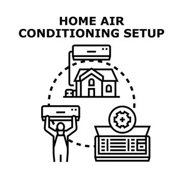 Home air conditioning setup process icon concept Ilustración de archivo