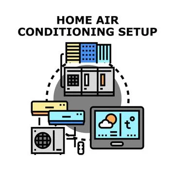 Home air conditioning setup system vector illustration Ilustración de archivo