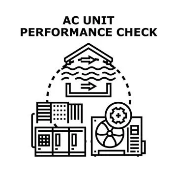 Home air conditioning unit performance checking process Stock Illustration