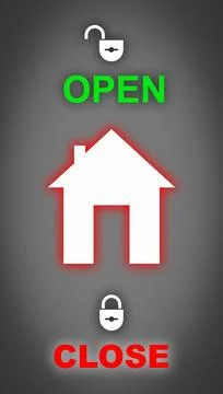 Home alarm system interface on grey background, illustration Stock Photos