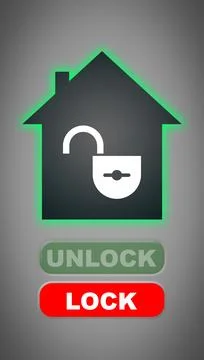 Home alarm system interface on grey background, illustration Stock Photos