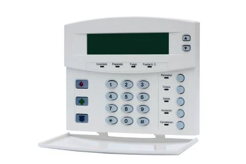 Home alarm system master command on white background Stock Photos
