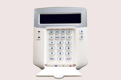 Home alarm system master command on white background Stock Photos