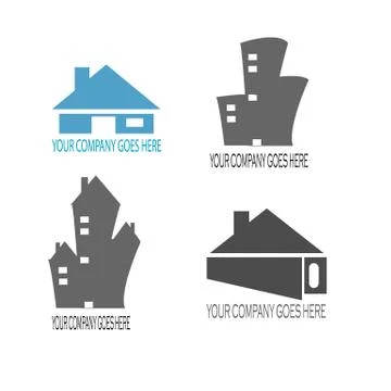 Home and building contruction logo compilation Illustrazione stock