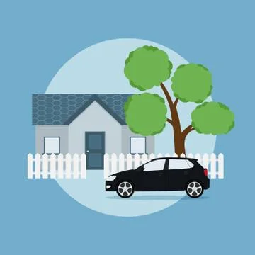 Home and car Stock Illustration