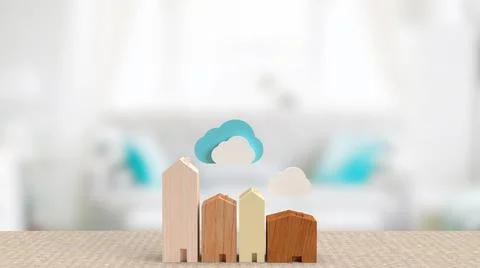 Home and cloud for smart home  technology concept 3d rendering イラスト素材
