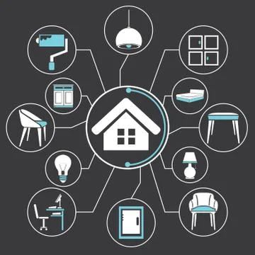 Home and interior design Illustrazione stock