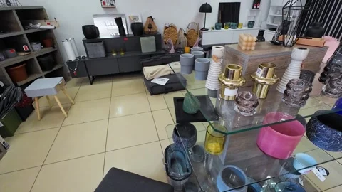 Home and interior goods at a store. Video stock 314947868
