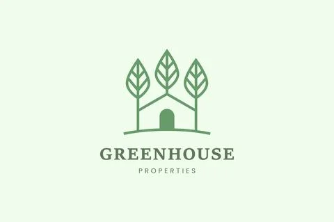 Home and leaf tree logo template for property or apartment business Stock Illustration