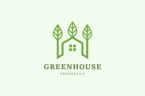 Home and leaf tree logo template for property or apartment business Stock Illustration