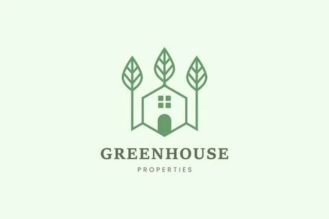Home and leaf tree logo template for property or real estate business Stock Illustration