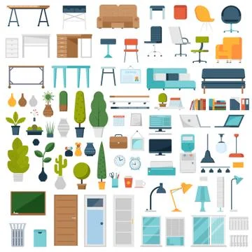 Home and Office Interior Elements Stock Illustration
