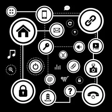 Home and technology icon set Stock Illustration