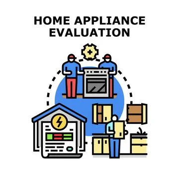 Home appliance evaluation and installation service concept Stock Illustration