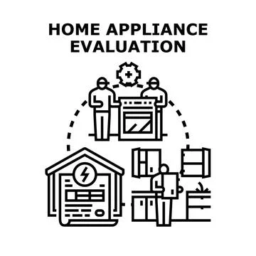 Home appliance evaluation and installation service concept Stock Illustration