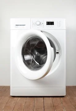 Home appliance - Front view open door Washing machine Stock Photos