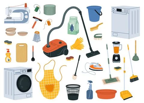 Home appliance, kitchenware and kitchen utensil Illustrazione stock