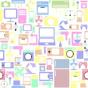 Home appliance seamless pattern background icon. Stock Illustration