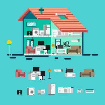 Home appliance set of editable vector illustration Stock Illustration