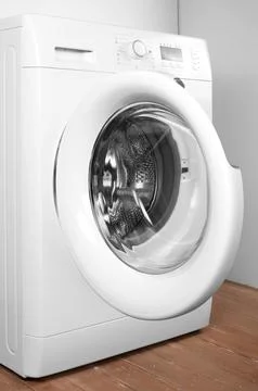 Home appliance - Side view open door Washing machine Stock Photos