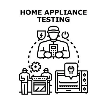 Home appliance testing developing quality service concept Stock Illustration