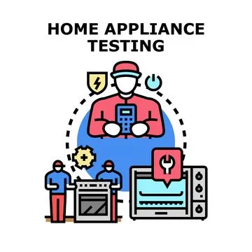 Home appliance testing developing quality service concept Stock Illustration