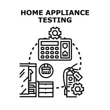 Home appliance testing process for safety and quality control Illustrazione stock