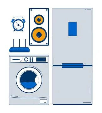 Home appliances 2D doodle objects set Illustrazione stock