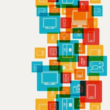 Home appliances and electronics background Stock Illustration