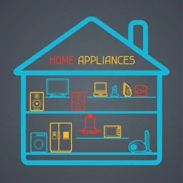Home appliances and electronics background Illustrazione stock