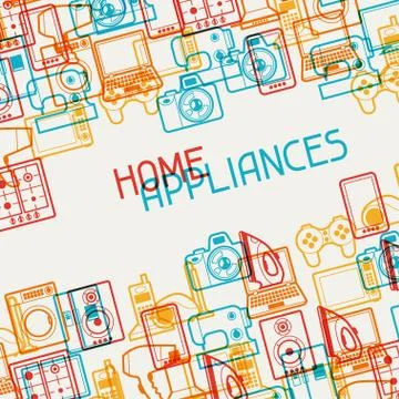 Home appliances and electronics background Stock Illustration