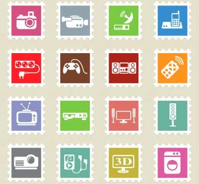 Home appliances icon set Stock Illustration