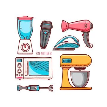 Home appliances set Illustrazione stock