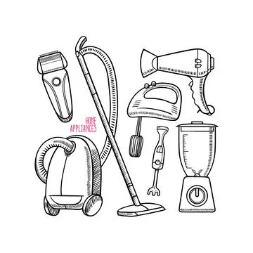 Home appliances set 库存插图