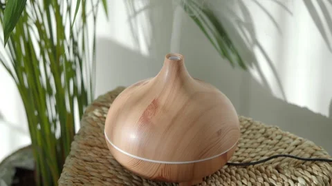 Home aromatherapy diffuser creates calming ambiance Stock Footage 320817169