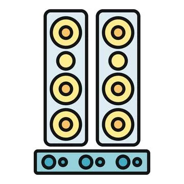 Home audio system with two tall speakers and soundbar Stock Illustration