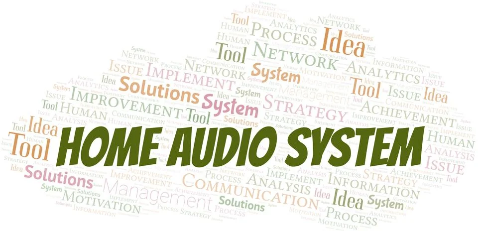 Home Audio System typography vector word cloud. Stock Illustration