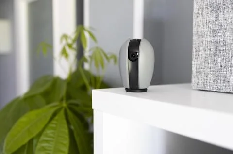Home automation with camera on table Stock Photos