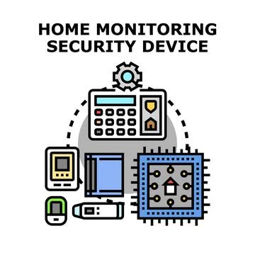 Home automation connecting smart security monitoring devices Stock Illustration