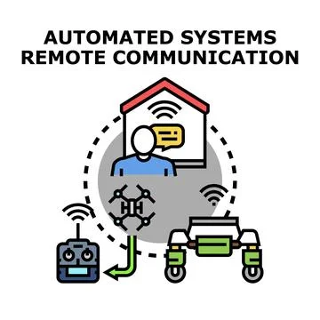 Home automation controlling smart remote systems Stock Illustration