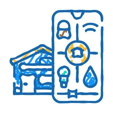 Home automation efficient icon doodle illustration Ilustración de archivo