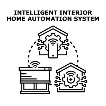 Home automation system designing modern smart house Illustrazione stock