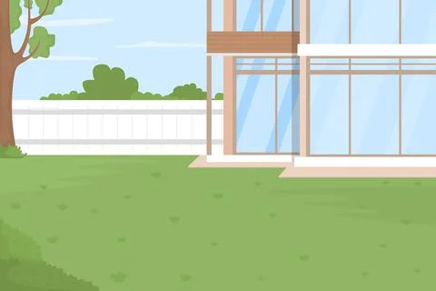 Home backyard flat color vector illustration Stockillustratie