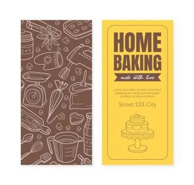 Home bakery flyer. Vector illustration with brown background. Stock Illustration