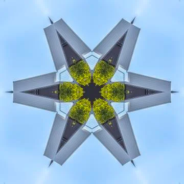 Home with balcony turned into abstract shape Stock Photos