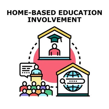 Home based education involvement with online learning and community Illustrazione stock