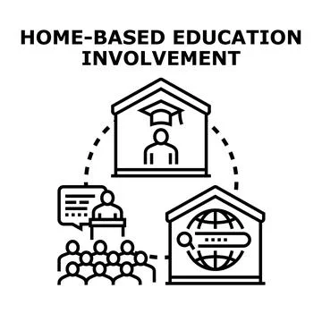Home based education involvement with online learning and community Stock Illustration